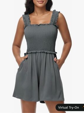 Ruffle-Strap Romper in BLUE